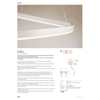 Redo 01-4010 - LED ściemnialna oprawa sufitowa SCROLL LED/38W/230V 3000K/4000K/6000K CRI 90 śr. 60 cm biała