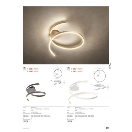 Redo 01-4010 - LED ściemnialna oprawa sufitowa SCROLL LED/38W/230V 3000K/4000K/6000K CRI 90 śr. 60 cm biała