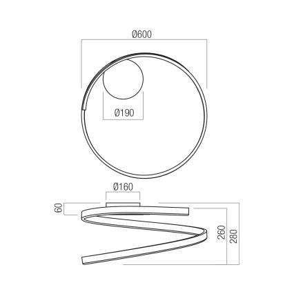 Redo 01-4010 - LED ściemnialna oprawa sufitowa SCROLL LED/38W/230V 3000K/4000K/6000K CRI 90 śr. 60 cm biała