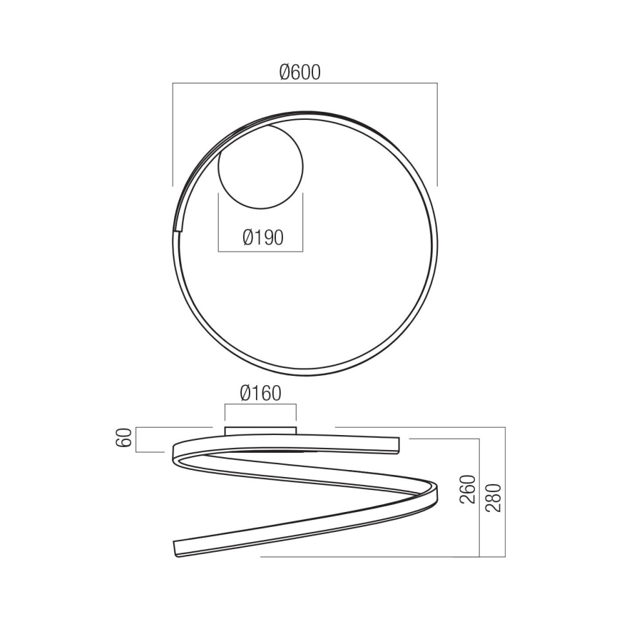 Redo 01-4010 - LED ściemnialna oprawa sufitowa SCROLL LED/38W/230V 3000K/4000K/6000K CRI 90 śr. 60 cm biała