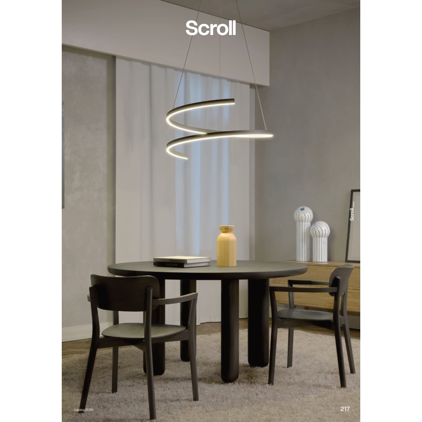 Redo 01-4015 - Ściemnialna lampa wisząca na przewodzie SCROLL LED/38W/230V 3000K/4000K/6000K CRI 90 Ø 60 cm czarna