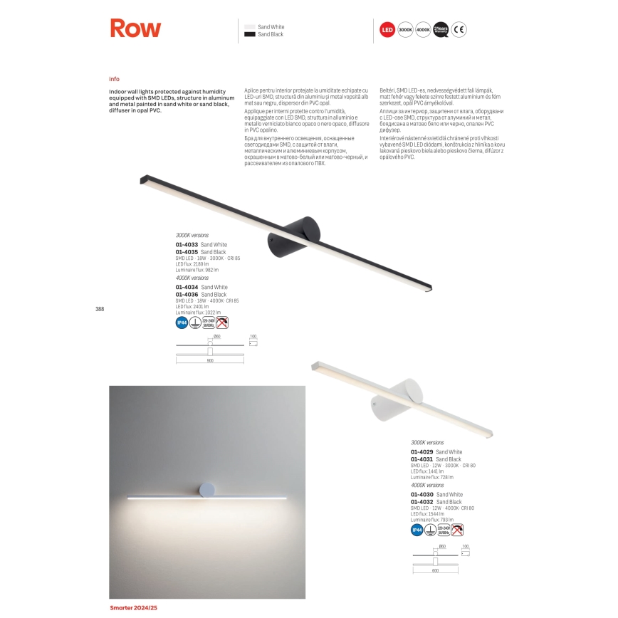 Redo 01-4034 - LED Łazienkowe oświetlenie lustra ROW LED/18W/230V 90 cm IP44 biały