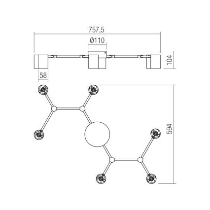 Redo 01-4048 - Oświetlenie punktowe WEBB 6xGU10/10W/230V czarne
