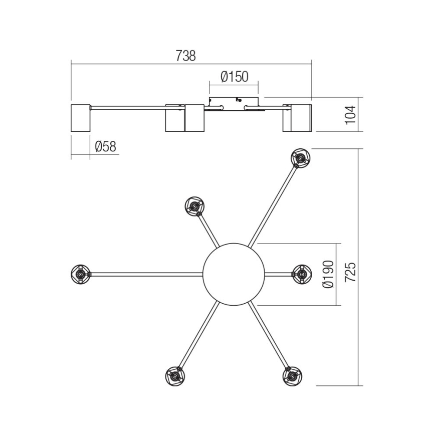 Redo 01-4052 - Oświetlenie punktowe NOA 6xGU10/10W/230V czarne