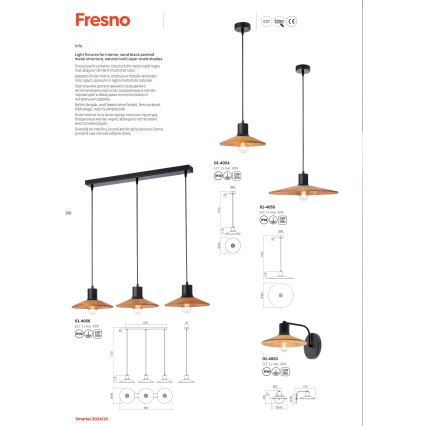 Redo 01-4056 - Żyrandol na lince FRESNO 3xE27/42W/230V
