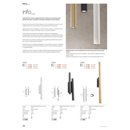 Redo 01-4057 - LED ściemnialny kinkiet NIKOS LED/10W/230V 3000K CRI 90 biały