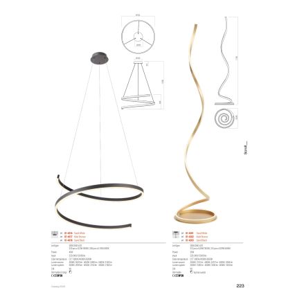 Redo 01-4281 - ściemnialna lampa stojąca LED SCROLL LED/30W/230V 3000K/4000K/6000K CRI 90 biała