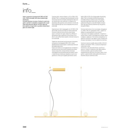 Redo 01-4301 - ściemnialny żyrandol LED na lince DUNE LED/48W/230V 3000K CRI 90 biały/złoty