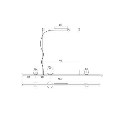 Redo 01-4301 - ściemnialny żyrandol LED na lince DUNE LED/48W/230V 3000K CRI 90 biały/złoty