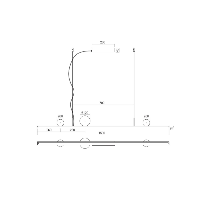 Redo 01-4301 - ściemnialny żyrandol LED na lince DUNE LED/48W/230V 3000K CRI 90 biały/złoty