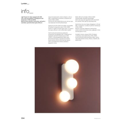 Redo 01-4330 - LED kinkiet LUMIEN 3xLED/18W/230V 2700/3000K CRI 90 biały/czarny