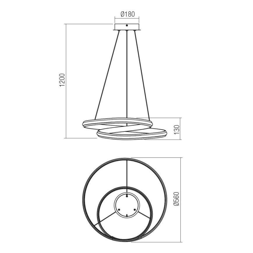 Redo 01-4360 - ściemnialny żyrandol LED na linkach TORSION LED/40W/230V 2700/3000/4000K CRI 90 śr. 56 cm biały