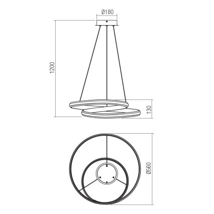 Redo 01-4361 - Ściemnialny LED żyrandol na linkach TORSION LED/40W/230V 2700/3000/4000K CRI 90 śr. 56 cm złoty