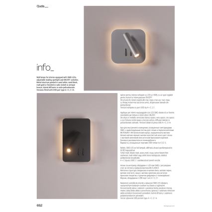 Redo 01-4473 - Kinkiet LED QUDA LED/6W/230V + LED/3W CRI 90 brązowy