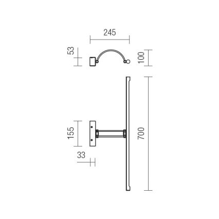 Redo 01-458 - LED Kinkiet galeryjka IKON LED/18W/230V 70 cm błyszczący chrom