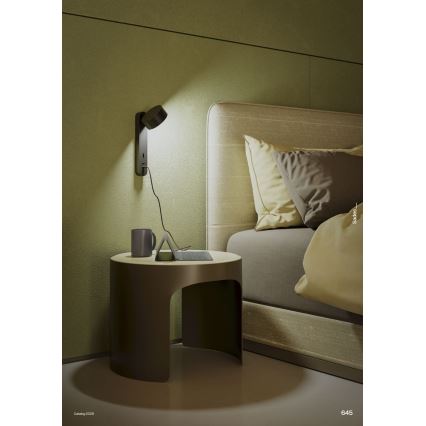 Redo 01-4643 - Kinkiet LED SADES, 6W/230V, CRI 90, USB, czarny