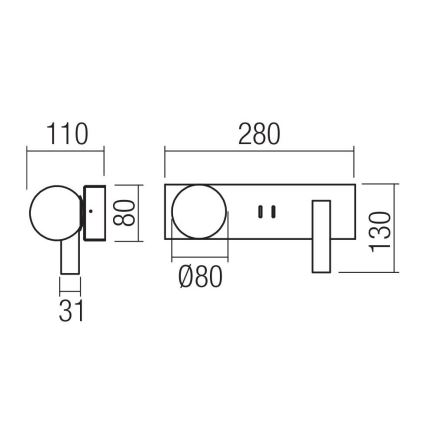 Redo 01-4660 - Kinkiet LED NORMA LED/5W/230V + LED/3W CRI 90 USB biały