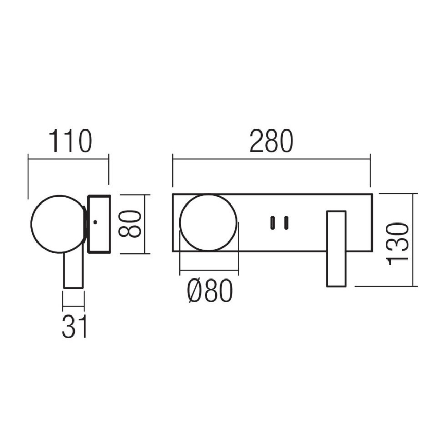 Redo 01-4660 - Kinkiet LED NORMA LED/5W/230V + LED/3W CRI 90 USB biały