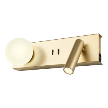 Redo 01-4661 - Kinkiet LED NORMA LED/5W/230V + LED/3W CRI 90 USB biały/złoty