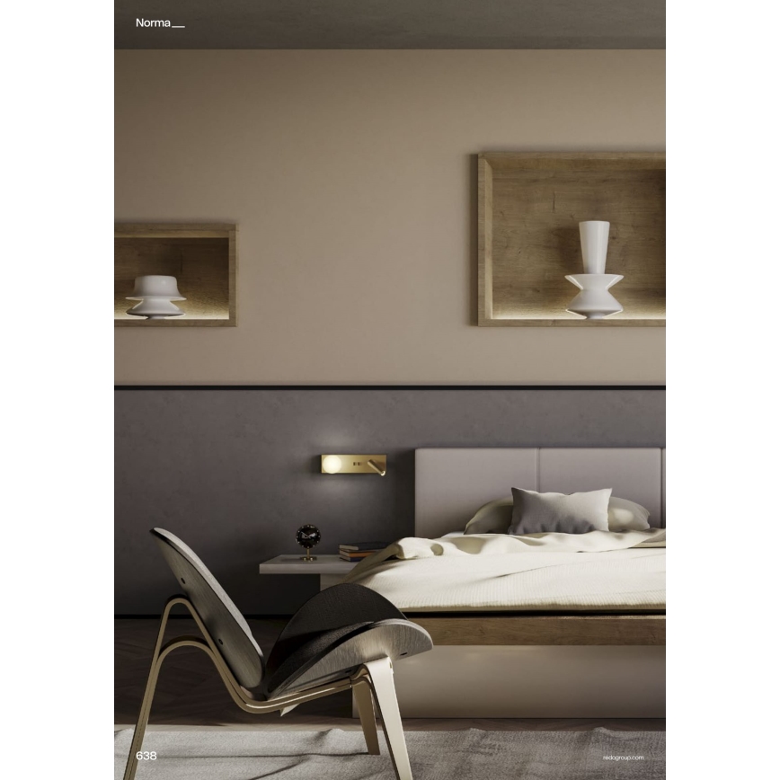 Redo 01-4661 - Kinkiet LED NORMA LED/5W/230V + LED/3W CRI 90 USB biały/złoty