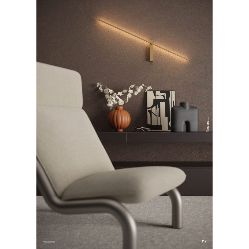 Redo 01-4674 - Kinkiet TANGENT LED/9W/230V 2700/2850/3000K CRI 90 złoty