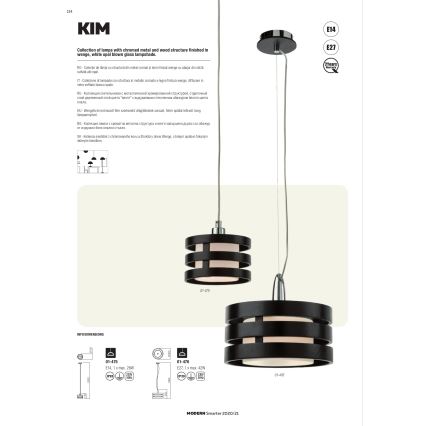 Redo 01-627 - Lampa wisząca na drążku KIM 4xE14/28W/230V chrom błyszczący/czarny