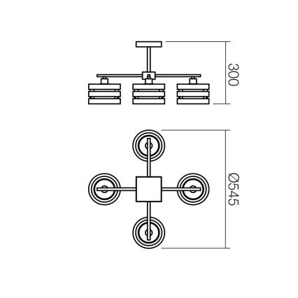 Redo 01-627 - Lampa wisząca na drążku KIM 4xE14/28W/230V chrom błyszczący/czarny