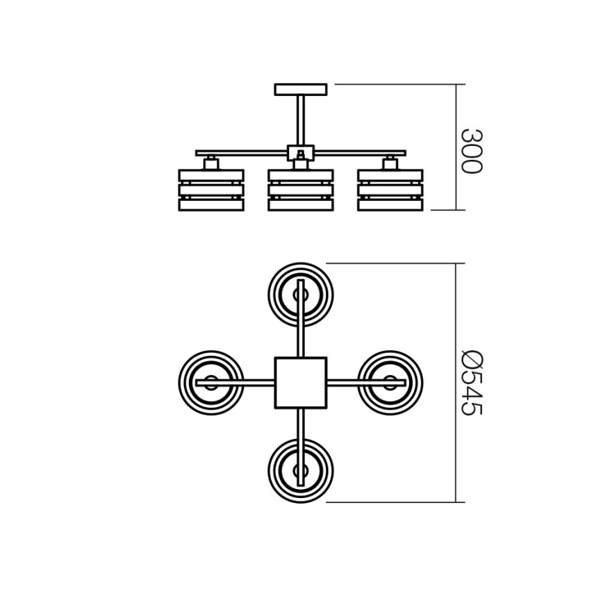 Redo 01-627 - Lampa wisząca na drążku KIM 4xE14/28W/230V chrom błyszczący/czarny