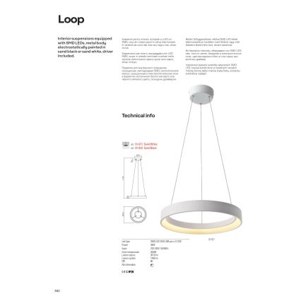 Redo 01-672 - LED Żyrandol na lince LOOP LED/48W/230V śr. 60 cm biały