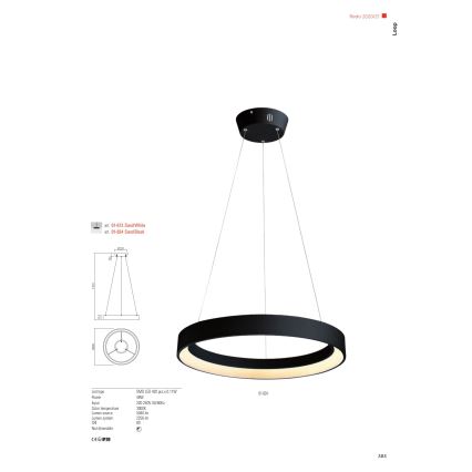 Redo 01-672 - LED Żyrandol na lince LOOP LED/48W/230V śr. 60 cm biały