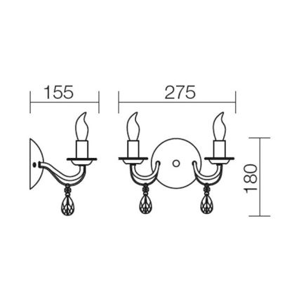 Redo 02-710 - Kinkiet FABIOLA 2xE14/28W/230V