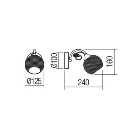 Redo 02-969 - Kinkiet ASPERA 1xE14/28W/230V czarny