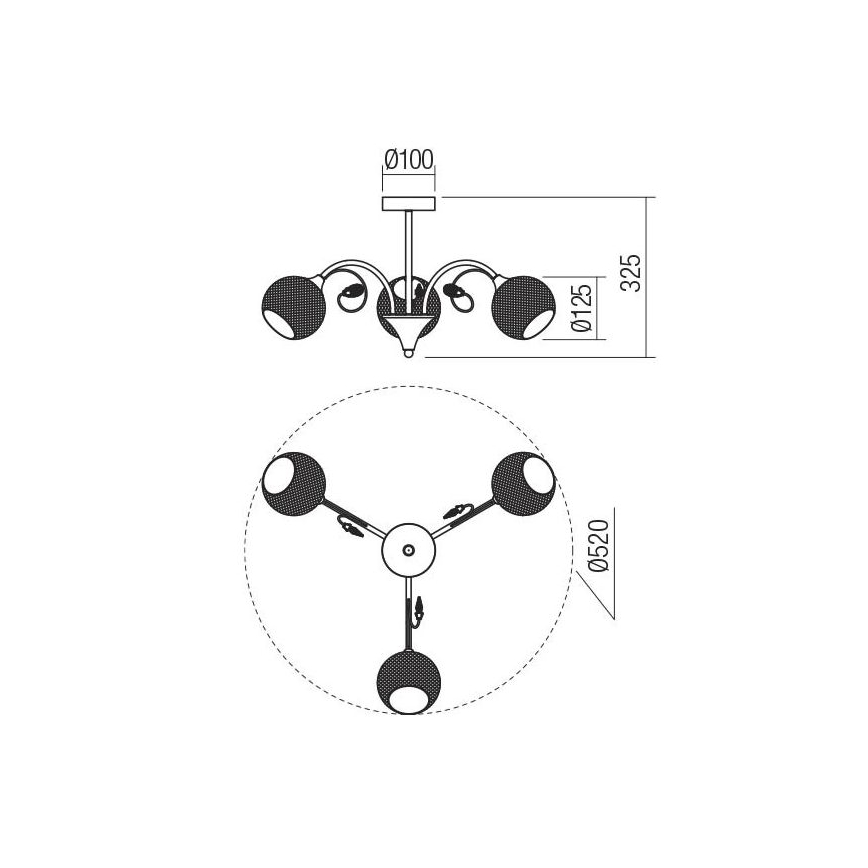 Redo 02-970 - Żyrandol ASPERA 3xE14/28W/230V czarny