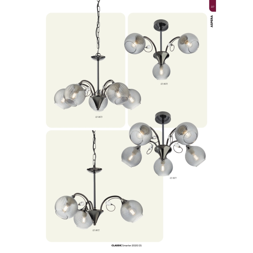 Redo 02-973 - Żyrandol na łańcuchu ASPERA 5xE14/28W/230V czarny