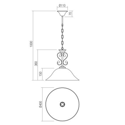 Redo 02-990 - Żyrandol na łańcuchu VERSUS 1xE27/42W/230V