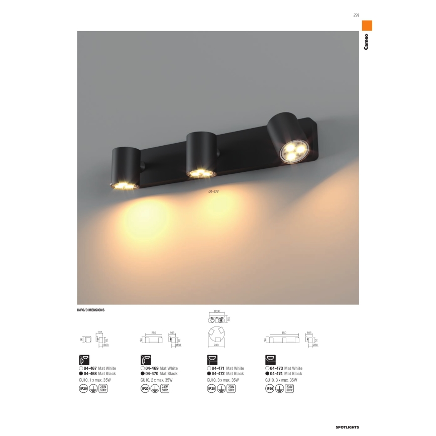 Redo 04-471 - Oprawa punktowa CAMEO 3xGU10/35W/230V biała