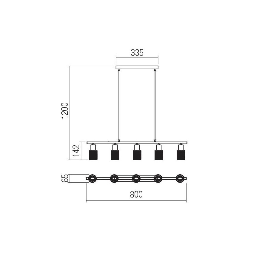 Redo 04-509 - Żyrandol na linkach VERTIGO 5xE14/28W/230V chrom błyszczący/biały