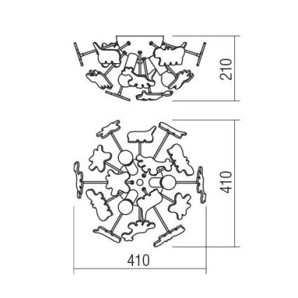 Redo 04-514 - Dziecięca lampa sufitowa SAFARI 3xE14/28W/230V śr. 41 cm wielobarwna