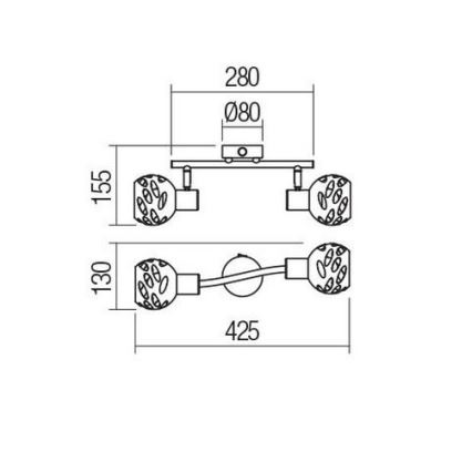 Redo 04-517 - Kinkiet punktowy TORN 2xE14/28W/230V