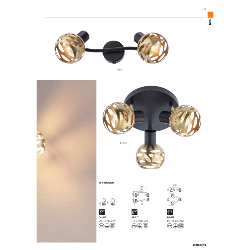 Redo 04-518 - Lampa punktowa TORN 3xE14/28W/230V