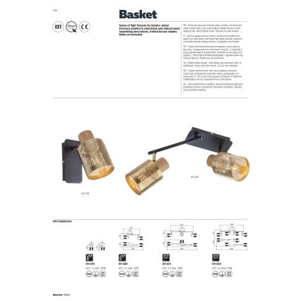 Redo 04-521 - Plafon BASKET 3xE27/42W/230V w kolorze brązowym