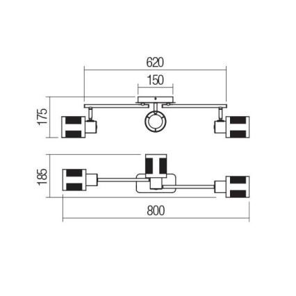 Redo 04-521 - Plafon BASKET 3xE27/42W/230V w kolorze brązowym