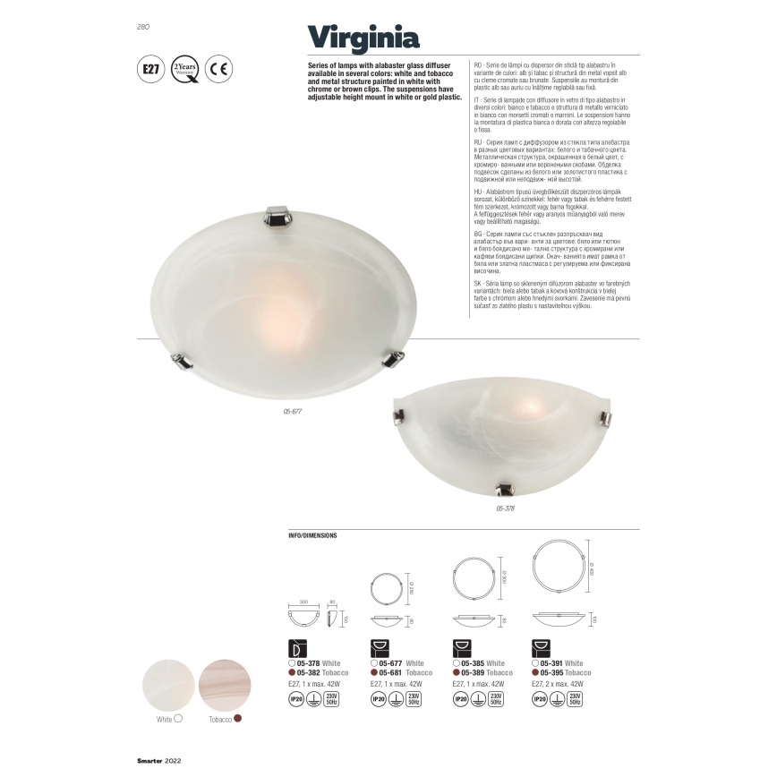 Redo 05-681 - Lampa sufitowa VIRGINIA 1xE27/42W/230V