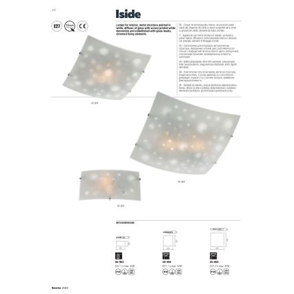 Redo 05-905 - Lampa sufitowa ISIDE 2xE27/42W/230V 39x39 cm przezroczysta