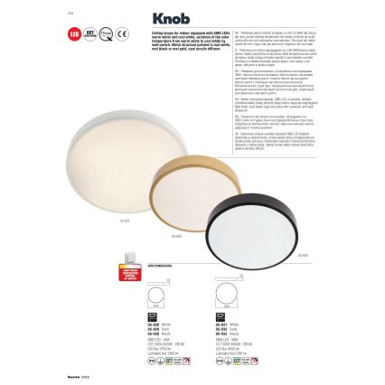 Redo 05-928 - LED Plafon KNOB LED/24W/230V 3000K-6500K 30 cm biały