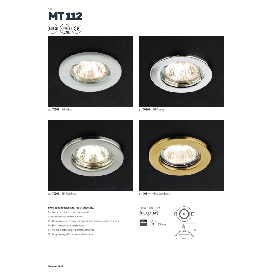 Redo 70308 - Oprawa sufitowa MT 1xGU5,3/50W/12V chrom błyszczący