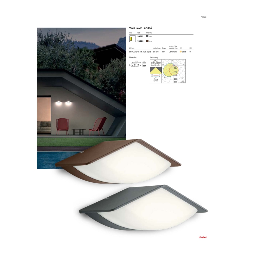 Redo 90002 - LED Kinkiet zewnętrzny CHALET 1xLED/8W/230V IP54