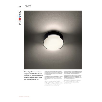 Redo 90004 - LED Plafon zewnętrzny SKOR LED/12W/230V śr. 15 cm IP54 brązowy