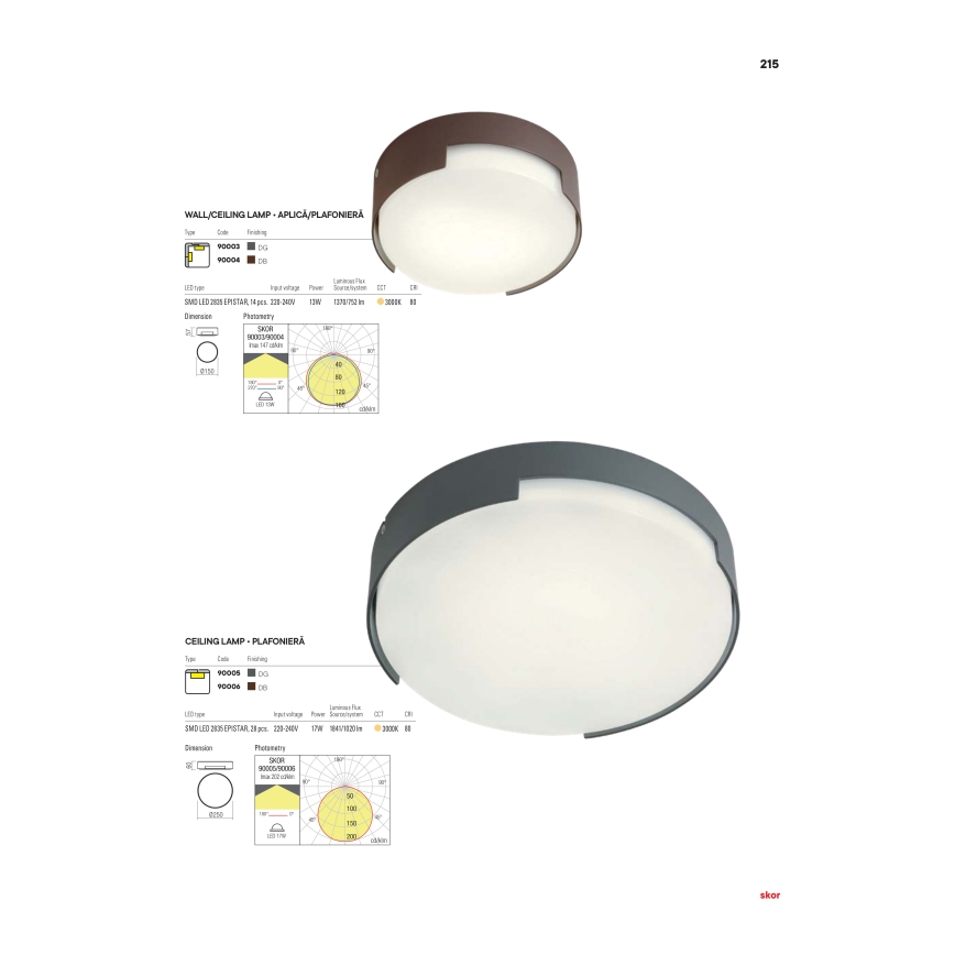 Redo 90004 - LED Plafon zewnętrzny SKOR LED/12W/230V śr. 15 cm IP54 brązowy