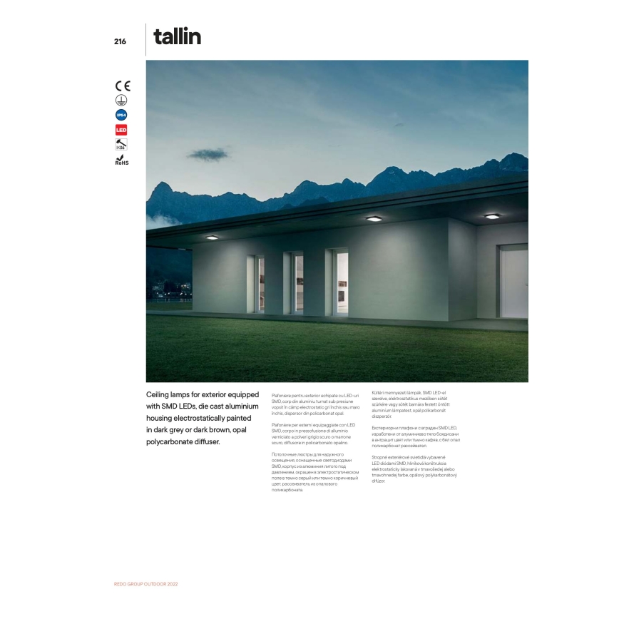 Redo 90008 - LED Plafon zewnętrzny TALLIN LED/21W/230V 24,5x24,5 cm IP54 brązowy